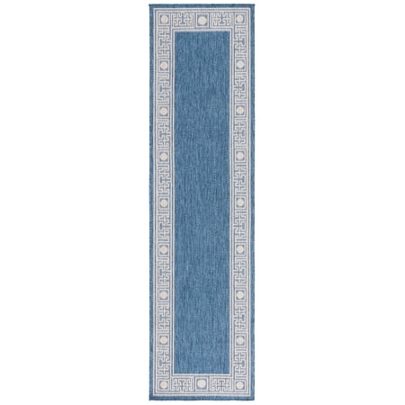 SAFAVIEH Beach House Hyacinth Geometric Indoor/Outdoor Runner Rug, Blue/Ivory, 2'2" x 8'