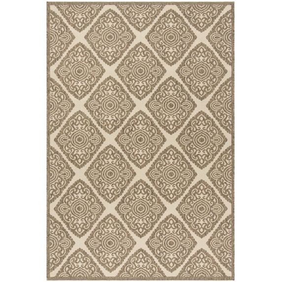 SAFAVIEH Beach House Issam Geometric Indoor/Outdoor Area Rug Cream/Beige, 5'3" x 7'6"