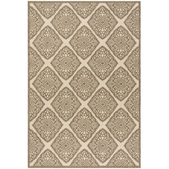 SAFAVIEH Beach House Issam Geometric Indoor/Outdoor Area Rug Cream/Beige, 5'3" x 7'6"