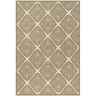 SAFAVIEH Beach House Issam Geometric Indoor/Outdoor Area Rug Cream/Beige, 5'3" x 7'6"