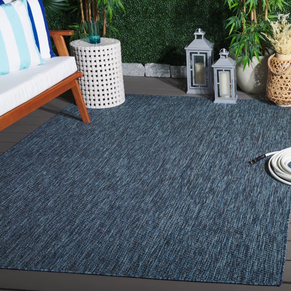SAFAVIEH Beach House Jacinth Solid Indoor/Outdoor Area Rug, Navy, 8' x 10'