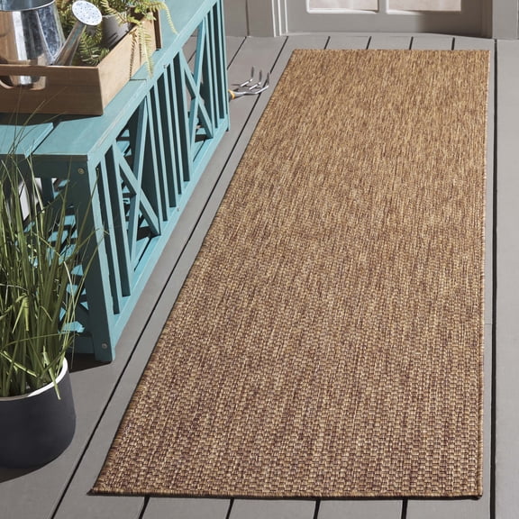 SAFAVIEH Beach House Jacinth Solid Indoor/Outdoor Runner Rug, Brown, 2'2" x 8'