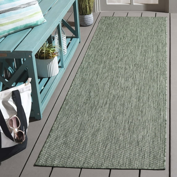 SAFAVIEH Beach House Jacinth Solid Indoor/Outdoor Runner Rug, Green, 2'2" x 8'