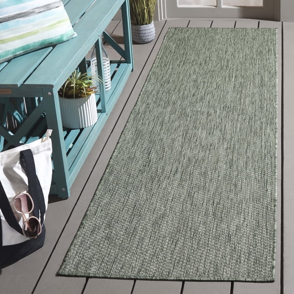 SAFAVIEH Beach House Jacinth Solid Indoor/Outdoor Runner Rug, Green, 2'2" x 8'