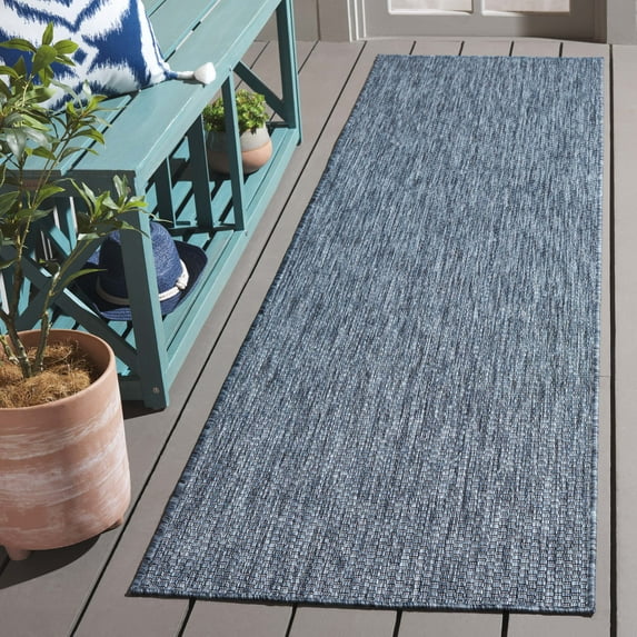 SAFAVIEH Beach House Jacinth Solid Indoor/Outdoor Runner Rug, Navy, 2'2" x 8'