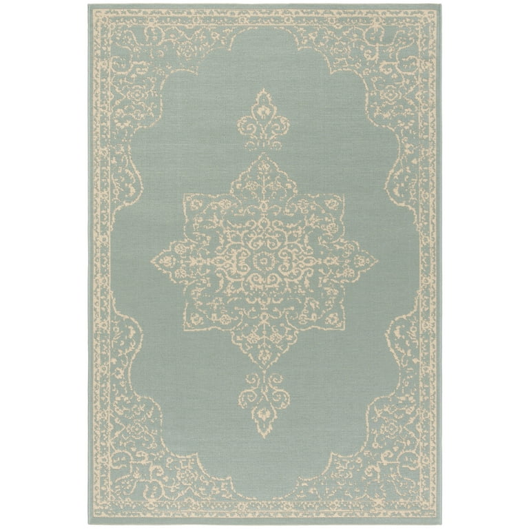 3' X 4' Aqua Damask Indoor Outdoor Area Rug 3' X 4' Aqua Damask Indoor Outdoor Area Rug