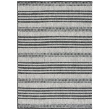 SAFAVIEH Beach House Jenelle Striped Indoor/Outdoor Area Rug, Grey/Charcoal, 8' x 10'