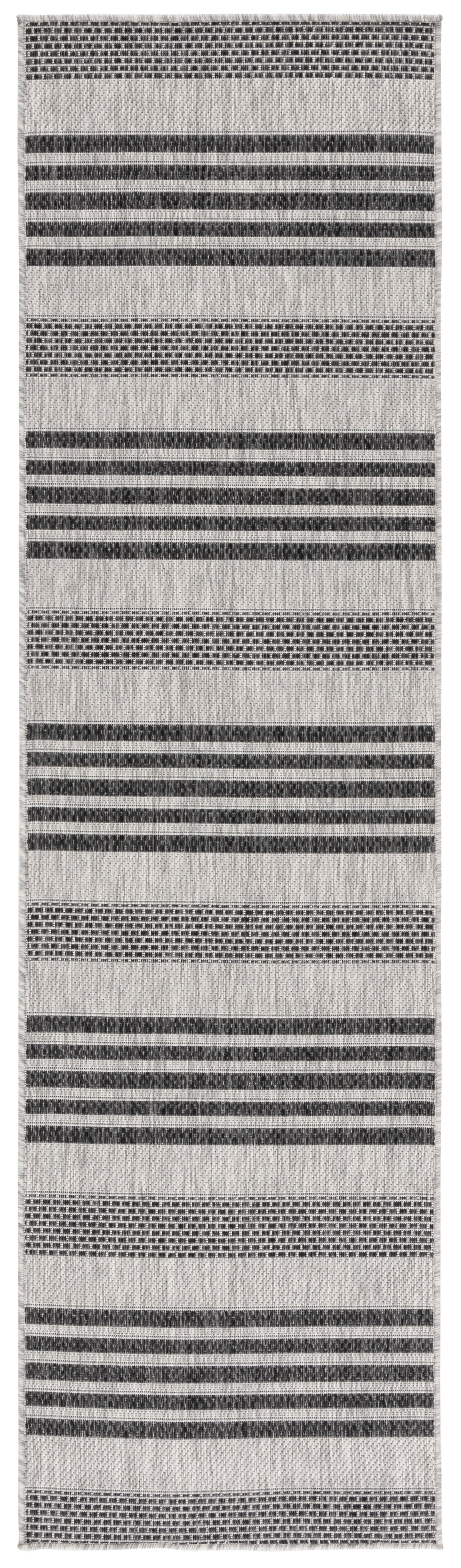SAFAVIEH Beach House Jenelle Striped Indoor/Outdoor Runner Rug, Gray/Charcoal, 2'2" x 8'