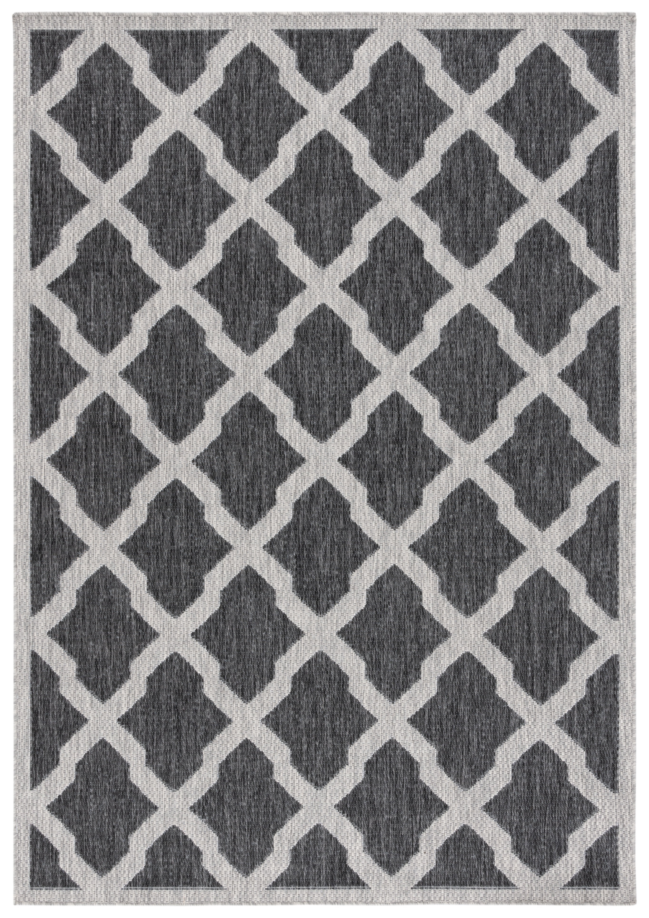 Gray Geometric Hand-Knotted Synthetic Indoor/Outdoor Rug