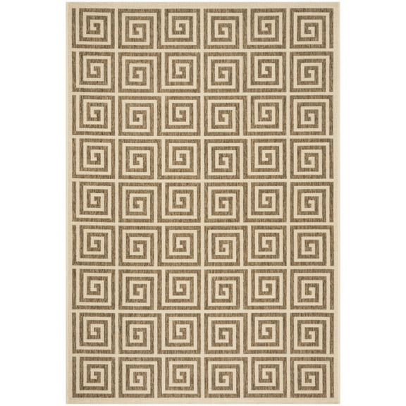 SAFAVIEH Beach House Johan Geometric Indoor/Outdoor Area Rug, Beige/Cream, 5'3" x 7'6"