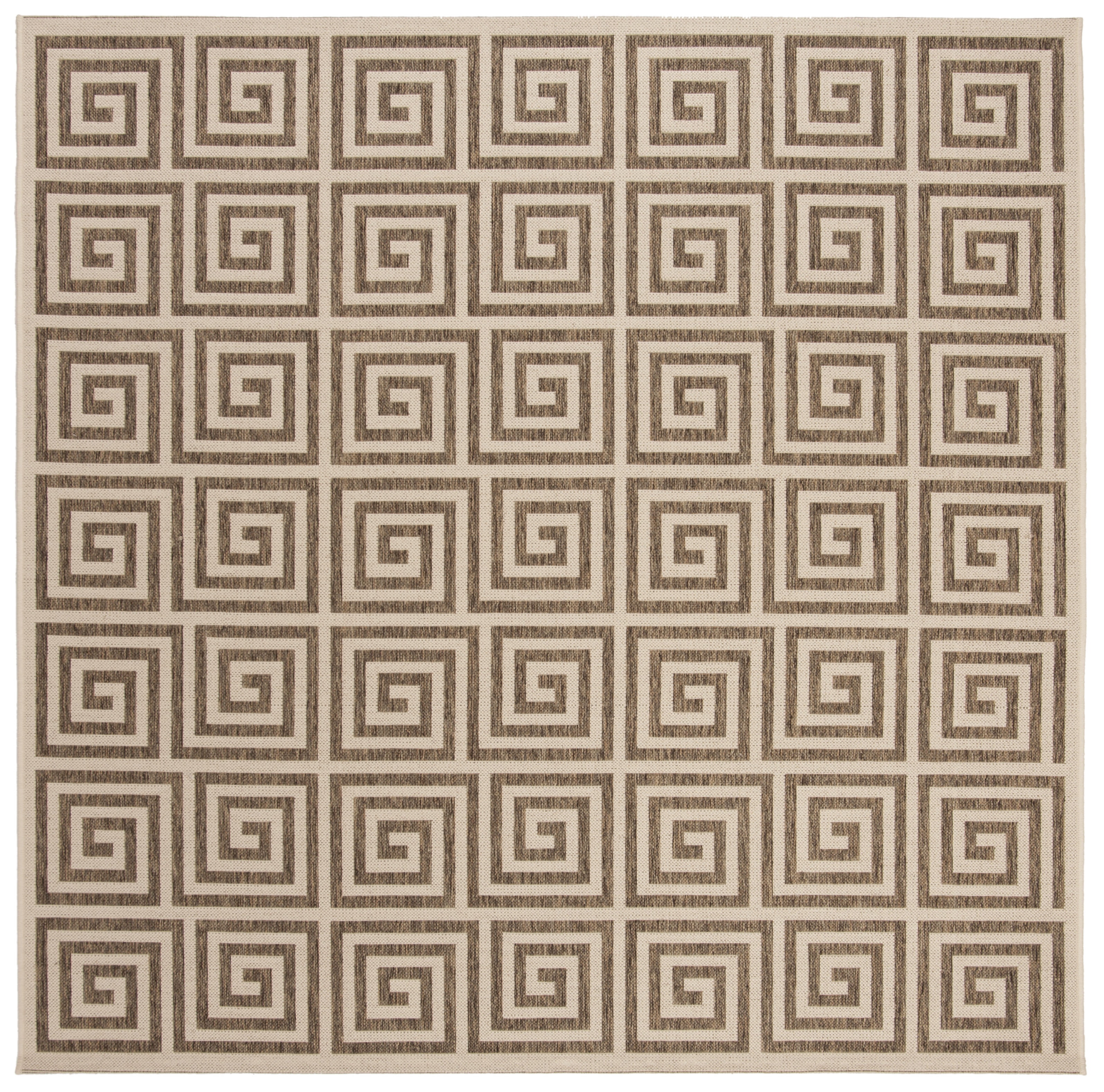 SAFAVIEH Beach House Johan Geometric Indoor/Outdoor Area Rug, Beige/Cream, 6'7" x 6'7" Square
