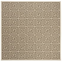 SAFAVIEH Beach House Johan Geometric Indoor/Outdoor Area Rug, Beige/Cream, 6'7" x 6'7" Square