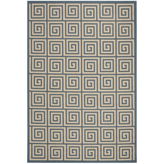 SAFAVIEH Beach House Johan Geometric Indoor/Outdoor Area Rug, Cream/Blue, 2'2" x 4'