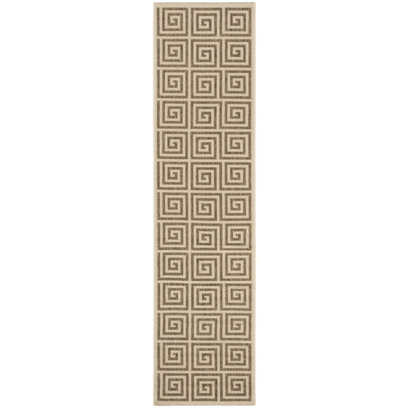SAFAVIEH Beach House Johan Geometric Indoor/Outdoor Runner Rug, Beige/Cream, 2'2" x 6'