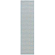 SAFAVIEH Beach House Johan Geometric Indoor/Outdoor Runner Rug, Cream/Blue, 2'2" x 10'