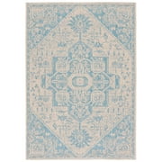 SAFAVIEH Beach House Jose Geometric Indoor/Outdoor Area Rug Aqua/Cream, 5'3" x 7'6"