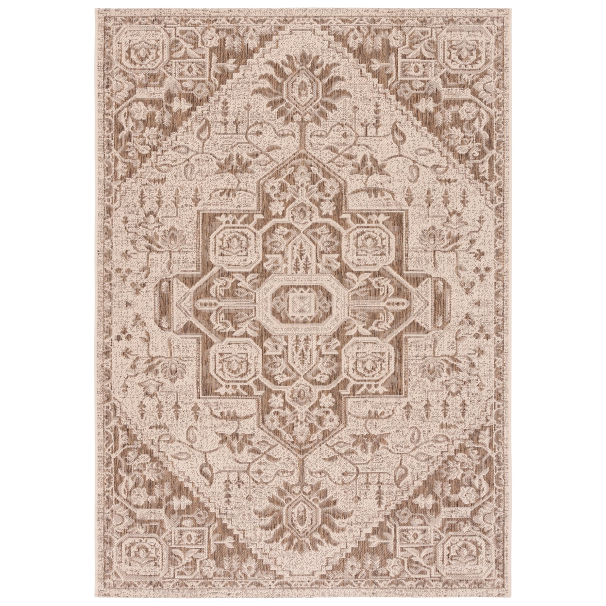 Creamy Beige 4' x 6' Synthetic Easy-Care Rectangular Area Rug