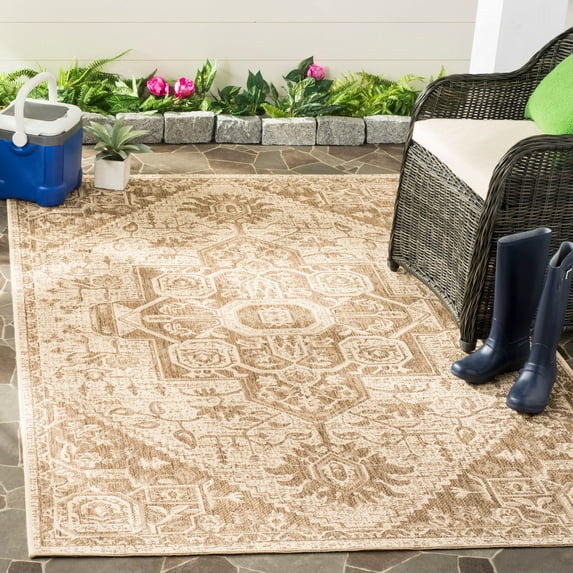 SAFAVIEH Beach House Jose Geometric Indoor/Outdoor Area Rug Beige/Cream, 7'10" x 10'