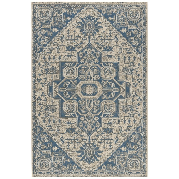 SAFAVIEH Beach House Jose Geometric Indoor/Outdoor Area Rug Blue/Cream, 4' x 6'