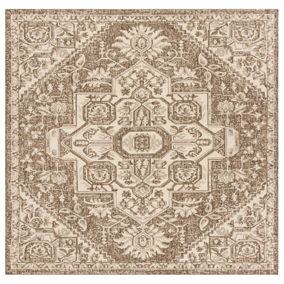 SAFAVIEH Beach House Jose Geometric Indoor/Outdoor Area Rug Cream/Beige, 6'7" x 6'7" Square