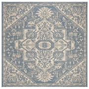 SAFAVIEH Beach House Jose Geometric Indoor/Outdoor Area Rug Cream/Blue, 6'7" x 6'7" Square