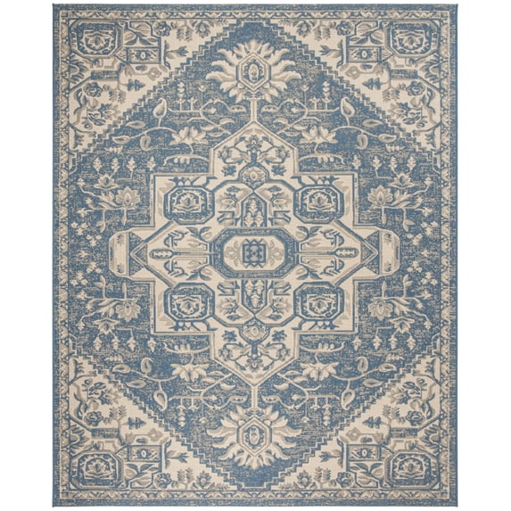 SAFAVIEH Beach House Jose Geometric Indoor/Outdoor Area Rug Cream/Blue, 8'6" x 12'