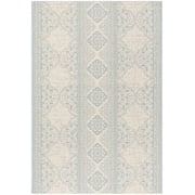 SAFAVIEH Beach House Justine Geometric Indoor/Outdoor Area Rug, Aqua/Cream, 2'2" x 4'