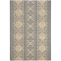 SAFAVIEH Beach House Justine Geometric Indoor/Outdoor Area Rug, Blue/Creme, 2'2" x 4'