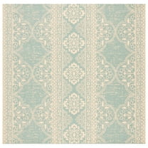 SAFAVIEH Beach House Justine Geometric Indoor/Outdoor Area Rug, Cream/Aqua, 8' x 8' Square