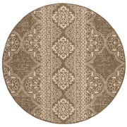 SAFAVIEH Beach House Justine Geometric Indoor/Outdoor Area Rug, Cream/Beige, 4' x 4' Round