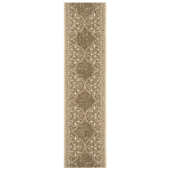 SAFAVIEH Beach House Justine Geometric Indoor/Outdoor Runner Rug, Cream/Beige, 2'2" x 6'