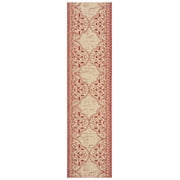 SAFAVIEH Beach House Justine Geometric Indoor/Outdoor Runner Rug, Red/Creme, 2'2" x 6'