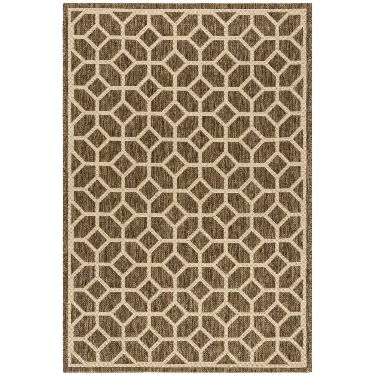 SAFAVIEH Beach House Kadri Geometric Indoor/Outdoor Area Rug, Beige/Cream, 3' x 5'