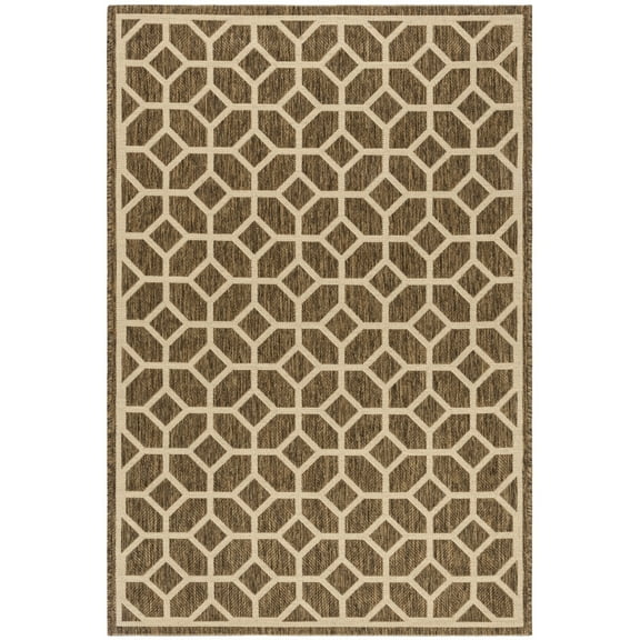 SAFAVIEH Beach House Kadri Geometric Indoor/Outdoor Area Rug, Beige/Cream, 3' x 5'