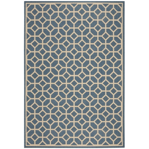 SAFAVIEH Beach House Kadri Geometric Indoor/Outdoor Area Rug, Blue/Creme, 2'2" x 4'