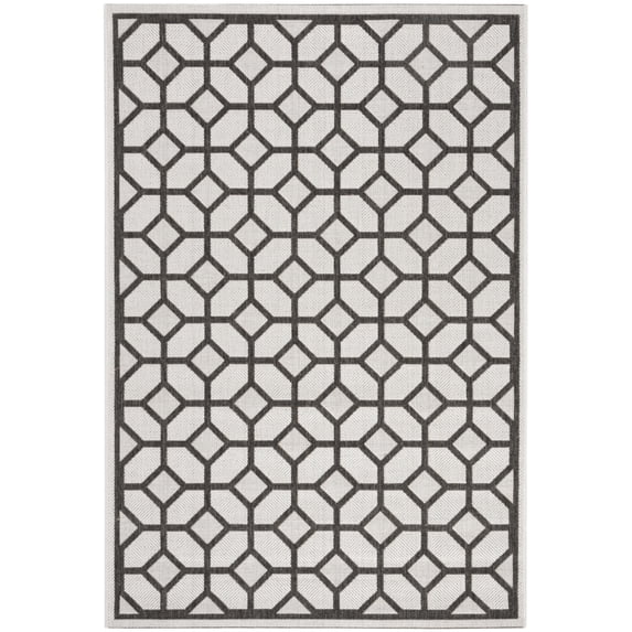 SAFAVIEH Beach House Kadri Geometric Indoor/Outdoor Area Rug, Light Grey/Charcoal, 3' x 5'