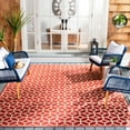 thumbnail image 1 of SAFAVIEH Beach House Kadri Geometric Indoor/Outdoor Area Rug, Red/Creme, 6'7" x 6'7" Square, 1 of 10