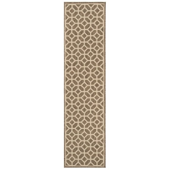 SAFAVIEH Beach House Kadri Geometric Indoor/Outdoor Runner Rug, Beige/Cream, 2'2" x 6'