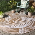 thumbnail image 1 of SAFAVIEH Beach House Kaeden Botanical Indoor/Outdoor Area Rug, Brown/Ivory, 6'7" x 6'7" Round, 1 of 16
