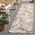 thumbnail image 1 of SAFAVIEH Beach House Kaeden Botanical Indoor/Outdoor Runner Rug, Brown/Ivory, 2'2" x 6', 1 of 16