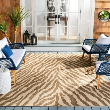 Safavieh Beach House Mai Traditional Outdoor Area Rug, Beige/Cream, 7 ...