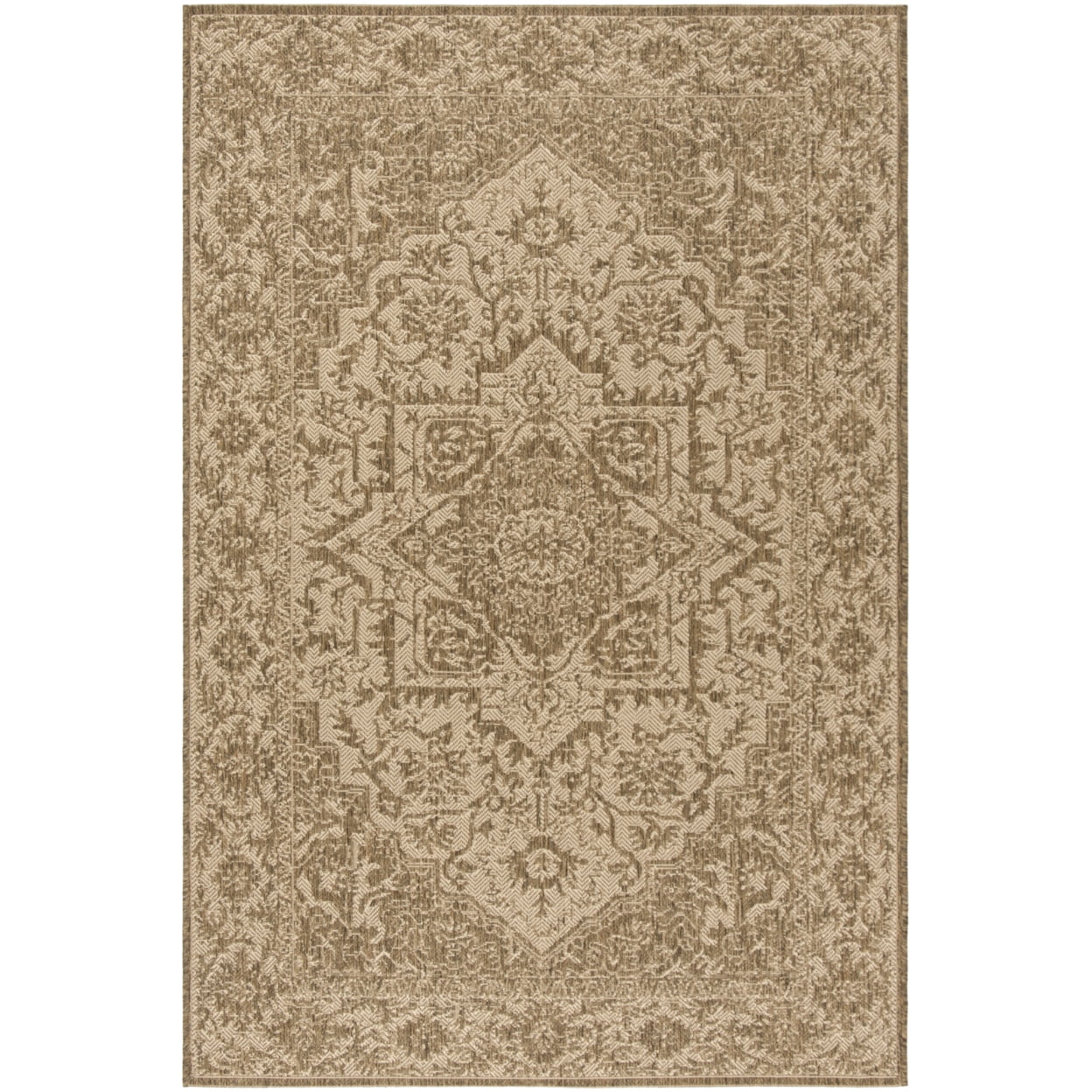 SAFAVIEH Beach House Kestrel Medallion Indoor/Outdoor Area Rug, Cream/Beige, 5'3" x 7'6"