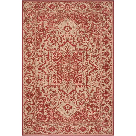 SAFAVIEH Beach House Kestrel Medallion Indoor/Outdoor Area Rug, Red/Creme, 2'2" x 4'