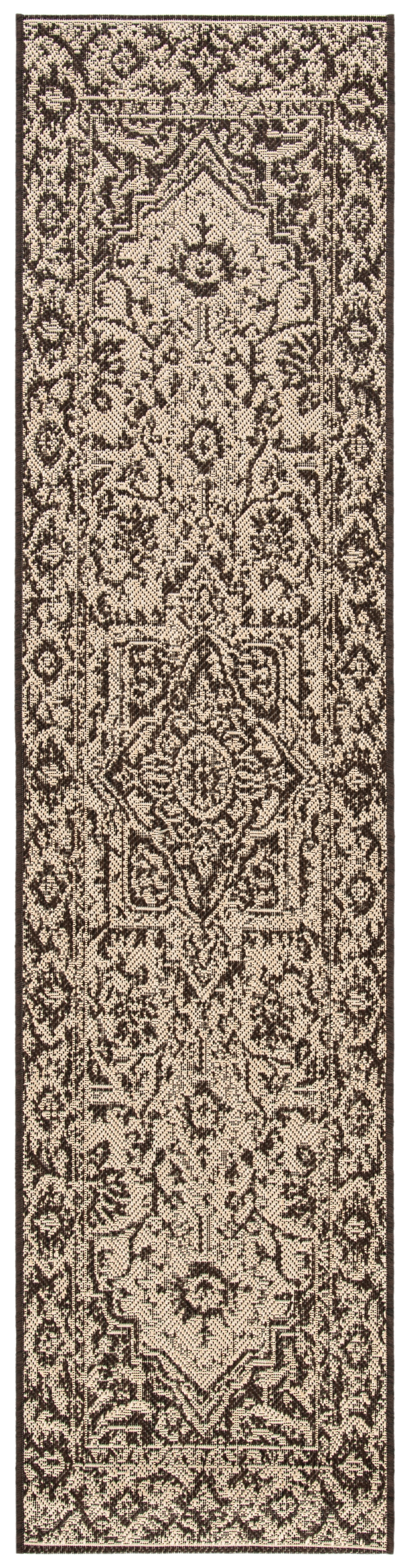 Beach House Cream and Brown Synthetic Non-slip Runner Rug