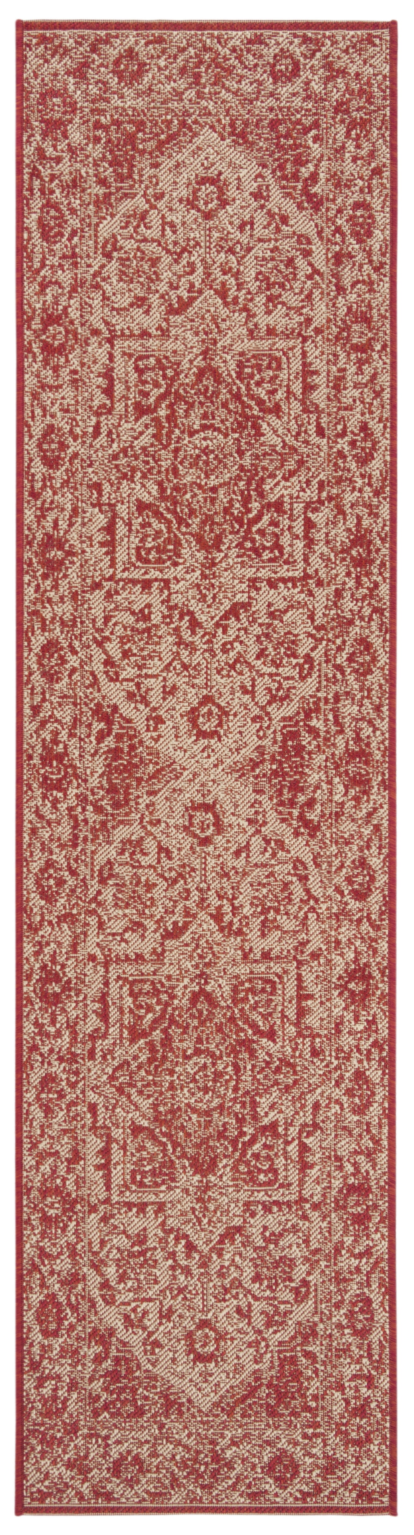Red Synthetic Non-Slip Stain-Resistant 26" x 6" Area Rug