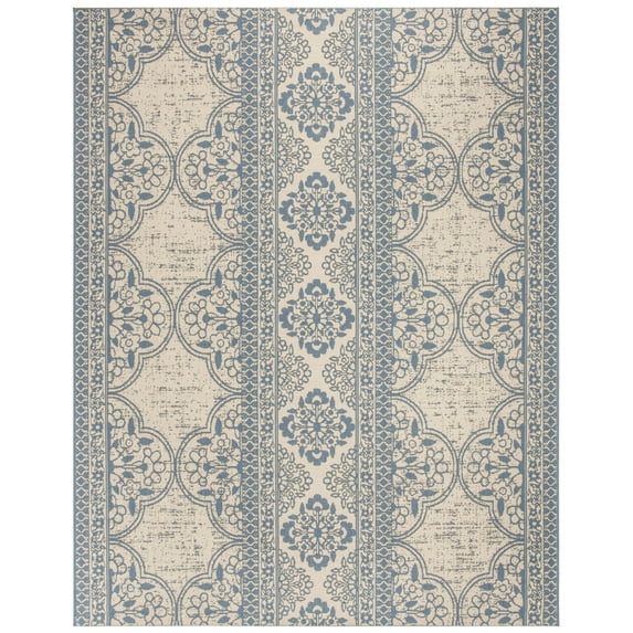 SAFAVIEH Beach House Kiaran Southwestern Indoor/Outdoor Area Rug Blue/Cream, 7'10" x 10'