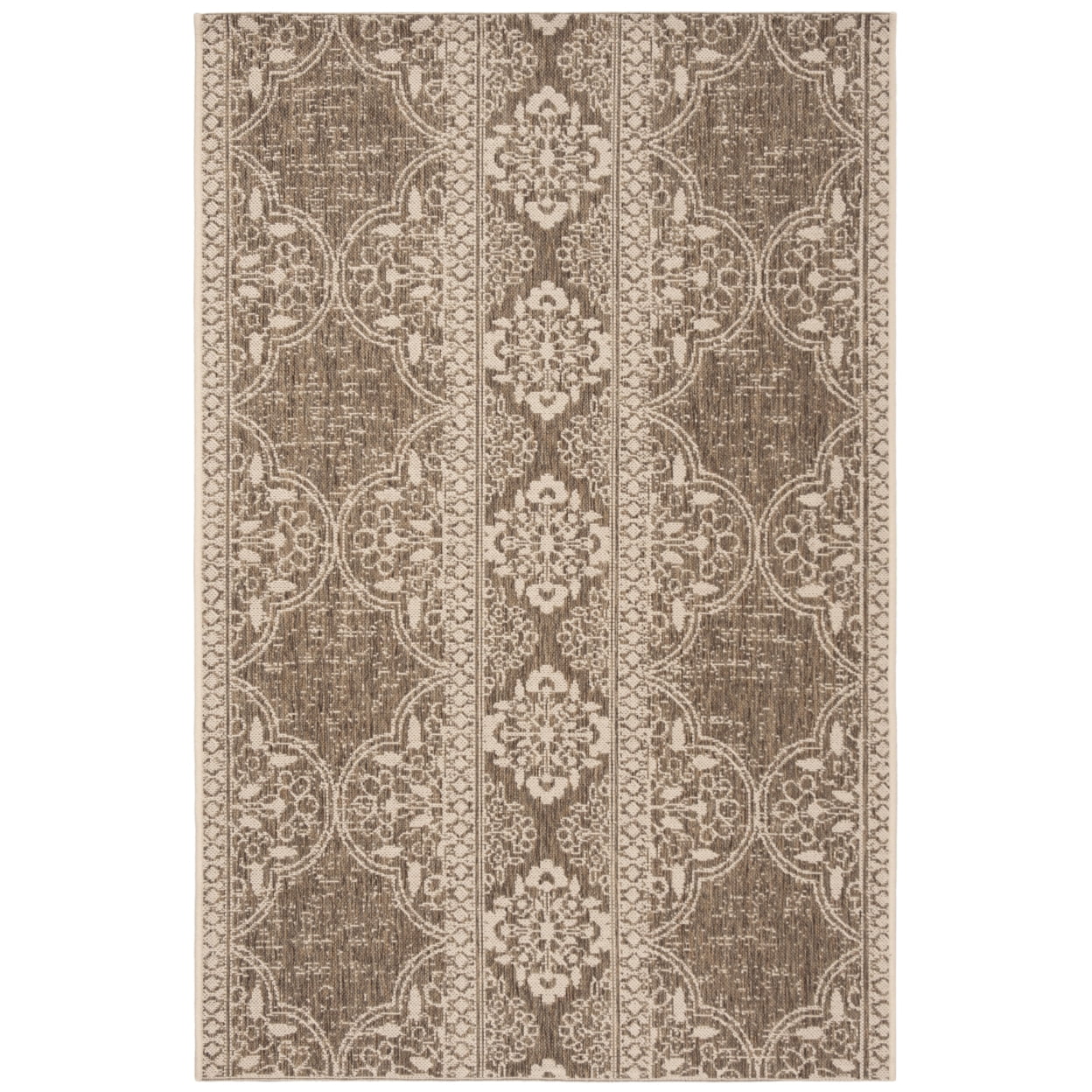 Reversible Cream and Beige Round Synthetic Easy-Care Rug, 36"