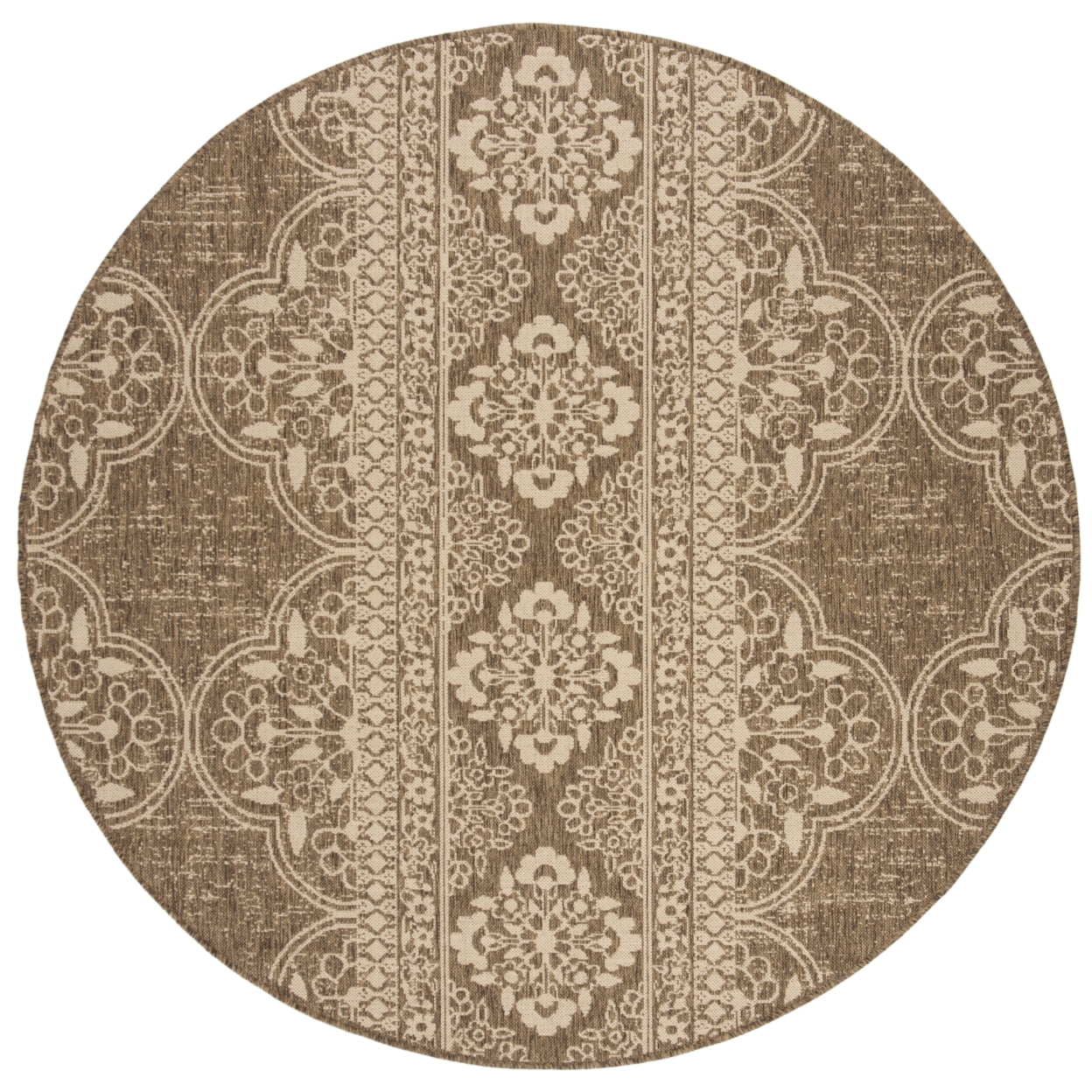 SAFAVIEH Beach House Kiaran Southwestern Indoor/Outdoor Area Rug Cream/Beige, 6'7" x 6'7" Round