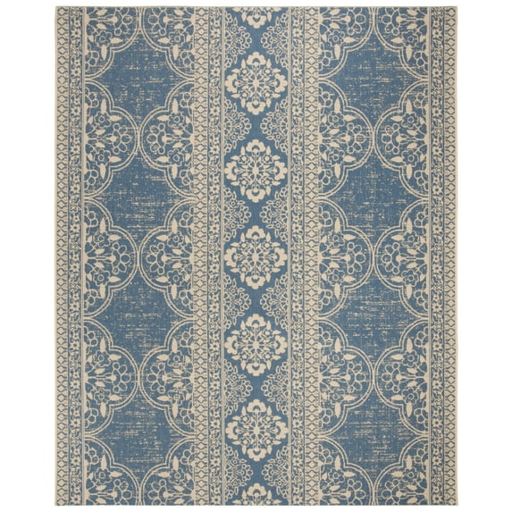 SAFAVIEH Beach House Kiaran Southwestern Indoor/Outdoor Area Rug Cream/Blue, 8'6" x 12'