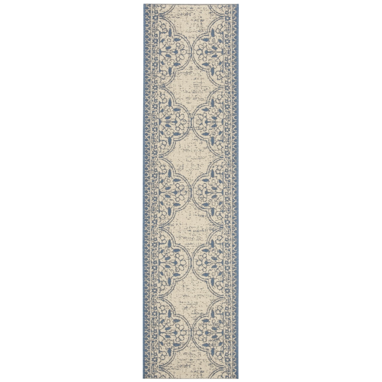 SAFAVIEH Beach House Kiaran Southwestern Indoor/Outdoor Runner Rug Blue/Cream, 2' x 8'
